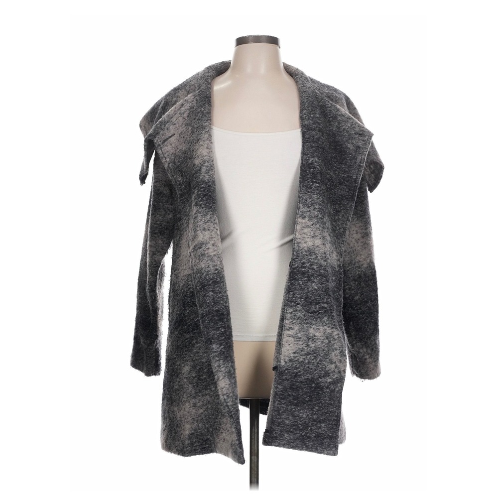 Nanette Nanette Lepore Coat Womens L Grey Excellent Mohair Blend Shawl Collar